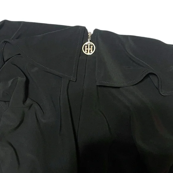 Tommy Hilfiger Black Sleeveless Ruffle V-Neck Jumpsuit Women’s Size 2 Stretchy - Picture 9 of 9